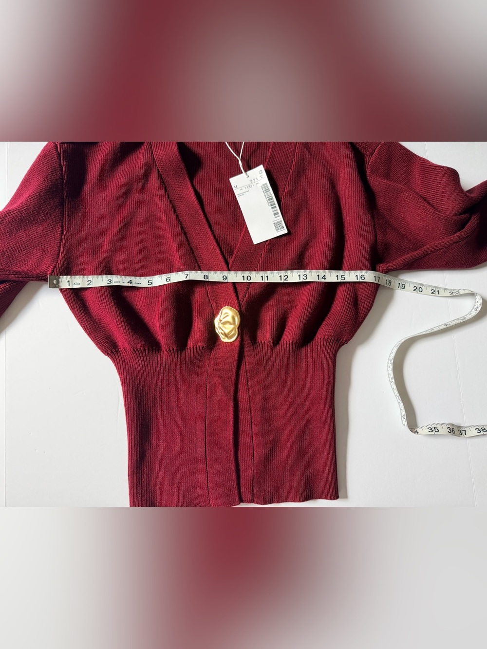 NWT Urban Revivo Women's Deep Burgundy V-Neck Single-Button Cardigan - Picture 9 of 9